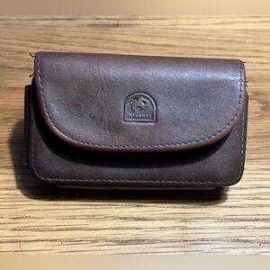 Vintage Il Bisonte Brown Leather Belt Wallet Snap Closure